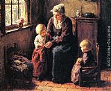 Lessons Paintings - The Sewing Lesson by Bernard Jean Corneille Pothast